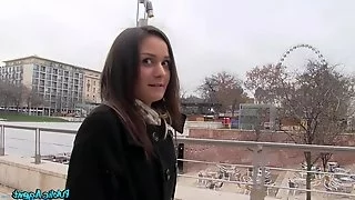 Anina Doublei takes money to get fucked in the public stair case