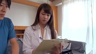 Clothed sex not far from missionary with a horny Japanese nurse with natural bowels
